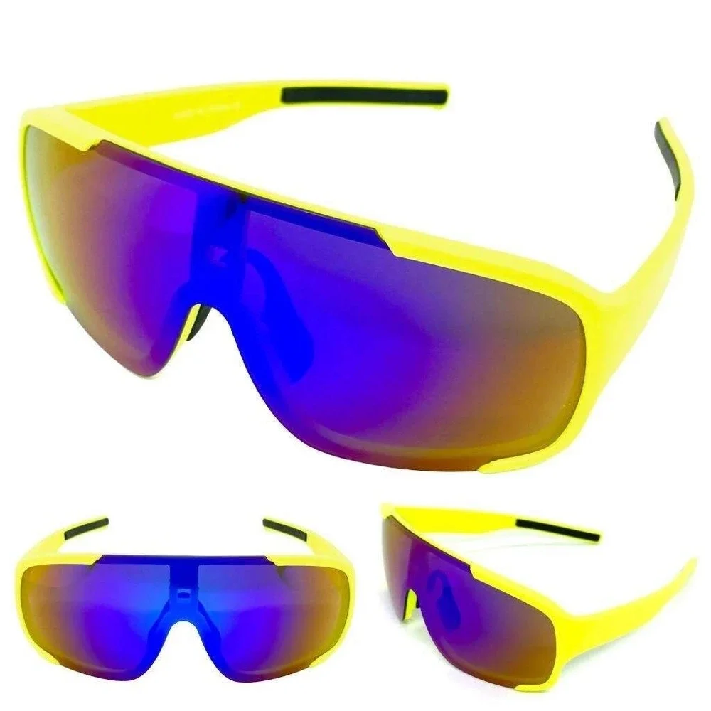 Sport Sunglasses Shield Visor Cycling Running‎ Glasses Neon Yellow Men Fishing